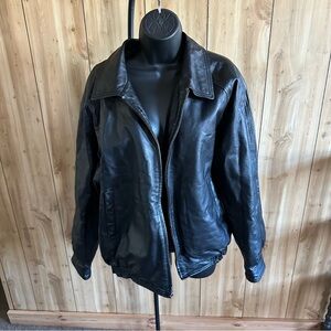 BGSD Classic Black Leather Jacket- Broken Zipper!!